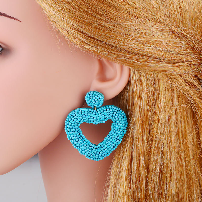 Bohemian Hand-woven Heart-shape Miyuki Bead Earrings Wholesale display picture 11