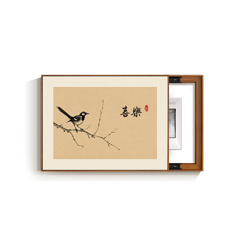 新しい中国風のメーターボックス装飾絵画、パンチングなしの絵画、配電ボックスブロックスイッチ、電気ボックスブロック吊り絵画、レストラン|undefined