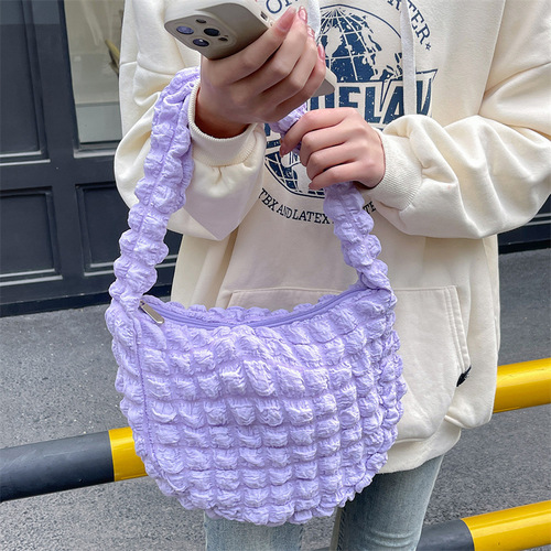 Chic bubble cloud pattern small shoulder canvas bag, crossbody casual versatile effortless style bag