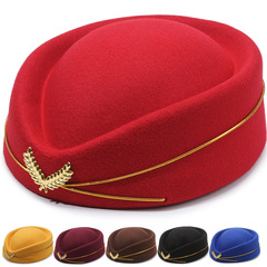2024 Cross-border New Flight Attendant Hat, Receptionist Etiquette Hat, Stage Hat, Performance Hat, Band Hat, Flight Attendant Team Hat
