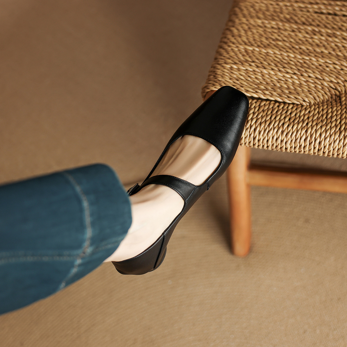 CHIKO Chastity Square Toe Block Heels Mary Jane Shoes