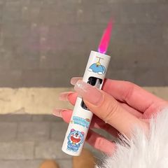 【一件代發】小巧圓形按壓打火機粉色火焰夜光漸變防風創意個性炫