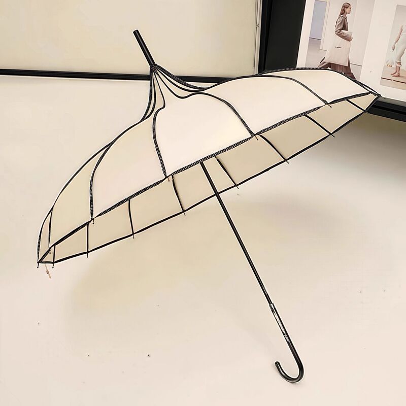 16-Rib Pagoda Umbrella Princess Style High-End French Hepburn Style Curved Hook Wind-Resistant Dual-Use Umbrella for Sun and Rain Wedding Ceremony Umbrella 16-Rib Pagoda Umbrella Princess Style High-End French Hepburn Style Curved Hook Wind-Resistant Dual-Use Umbrella for Sun and Rain Wedding Ceremony Umbrella