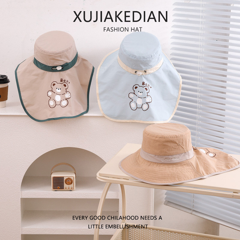 Sombrero de protección solar de verano para bebés, sombrero de ala grande, sombrero de chal, protector de cuello, secado rápido, sombreado al aire libre para niños, sombrero de pescador de sol