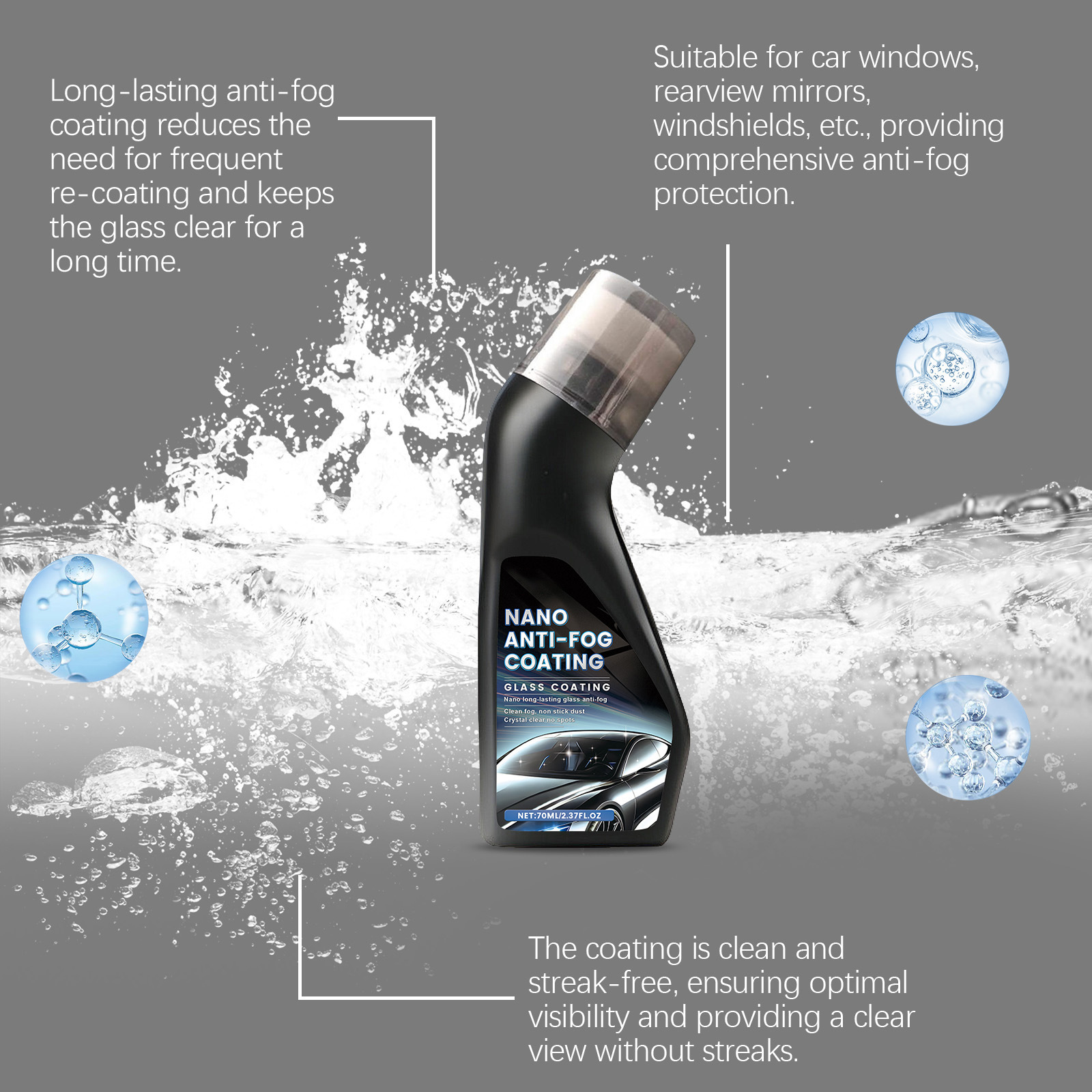 Car glass anti-fog agent windshield coating agent windshield stain removal anti-fog cleaning car coating agent