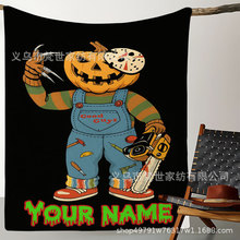恐怖南瓜头加厚法兰绒毯 双面保暖不掉毛 居家沙发 / 卧室盖毯 跨