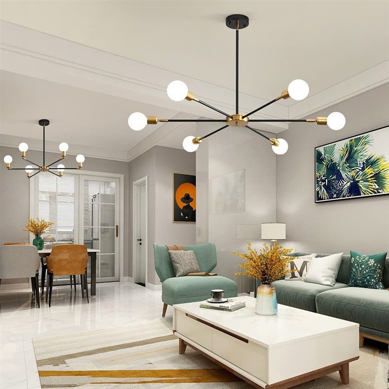 American retro araña tienda de ropa bar comedor sala de estar 6-cabeza simple personalidad creativa loft lámpara de techo de hierro