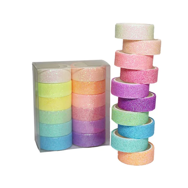 12-color basic candy color DIY dusting and paper tape gold powder silver powder glitter paper tape hand account hand account glue