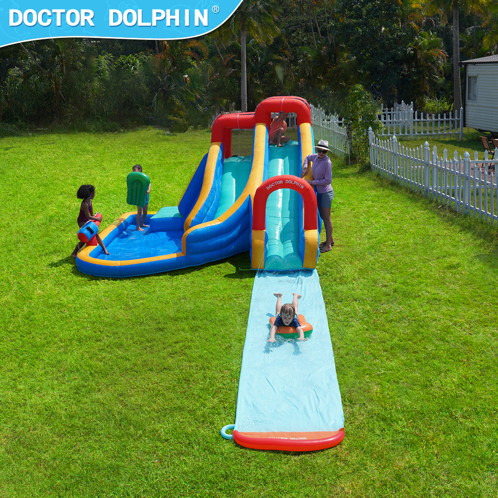 Doctor Dolphin hogar agua spray Castillo agua diapositiva Castillo hogar partido casa castillo inflable pequeño parque acuático