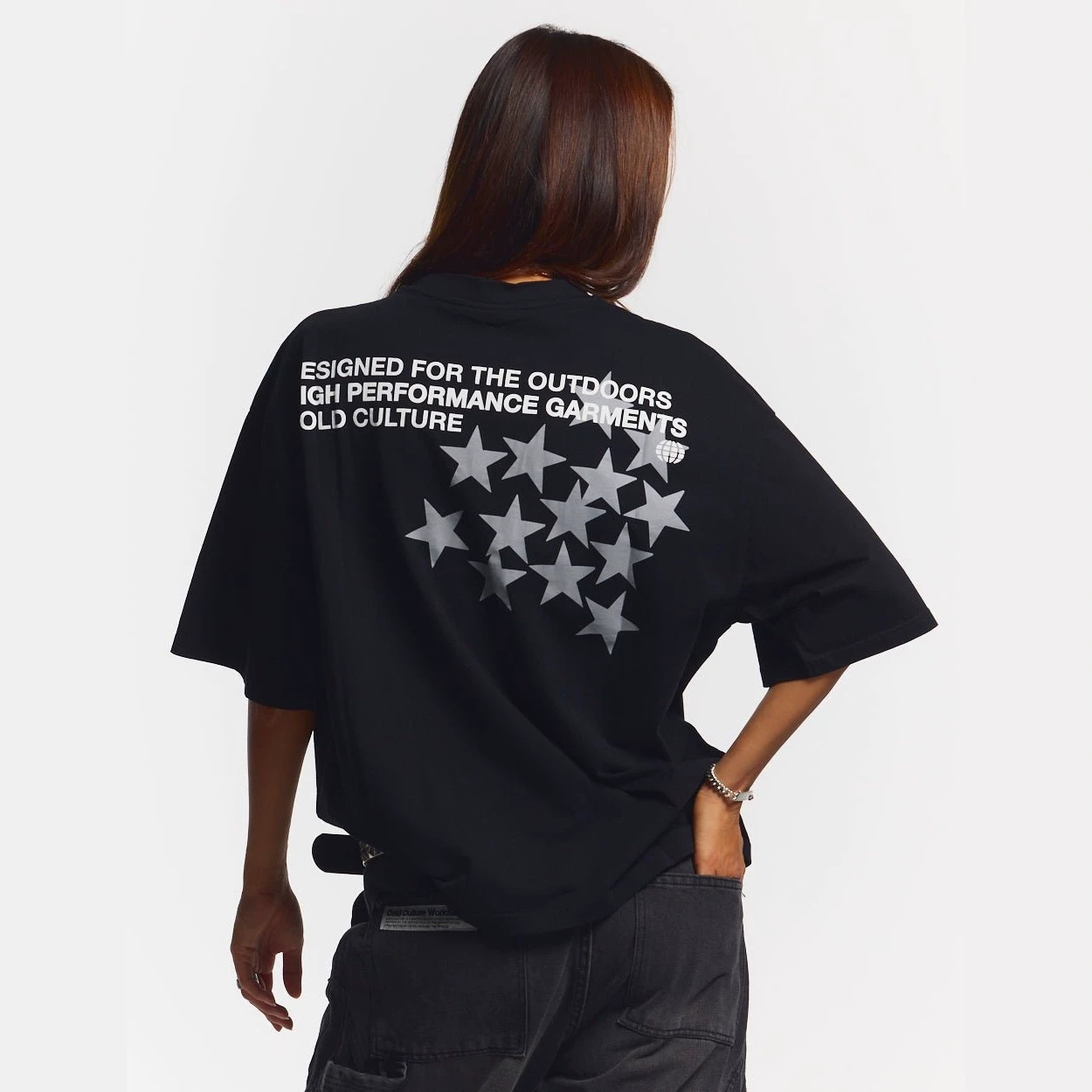 Camiseta de Manga Corta de Algodón Puro con Estampado de Letras, Corte Boxy y Holgado | Tela Transpirable