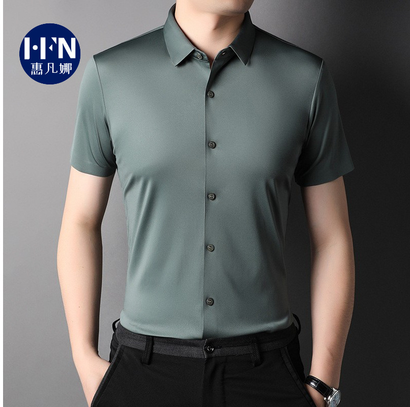Silk elastic white summer shirt