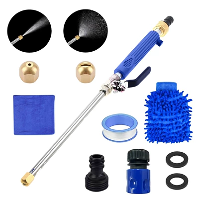 gun car wash – Car cleaning tools - set-9-water-gun-blue-2-nozzles-1-black-connector-2-gaskets-1-tape-1-blue-quick-connector-1-blue-towel-1-blue-glove
