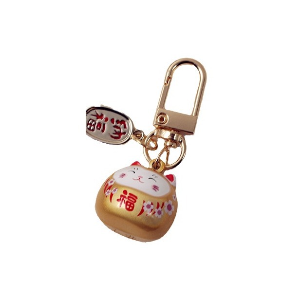 Japonés Yushou lindo Rosa flor de cerezo hueco campana cerámica gato bendición suerte bolsa colgante adornos
