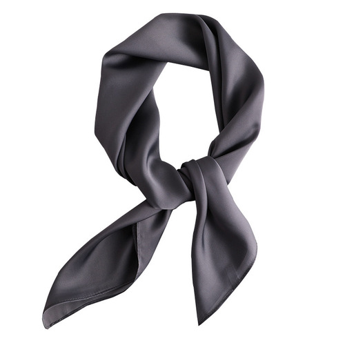 Simple solid-color women's faux silk mini square scarf, 70cm—classic European and American style, perfect for pairing with shirts or as a professional-style hair tie.