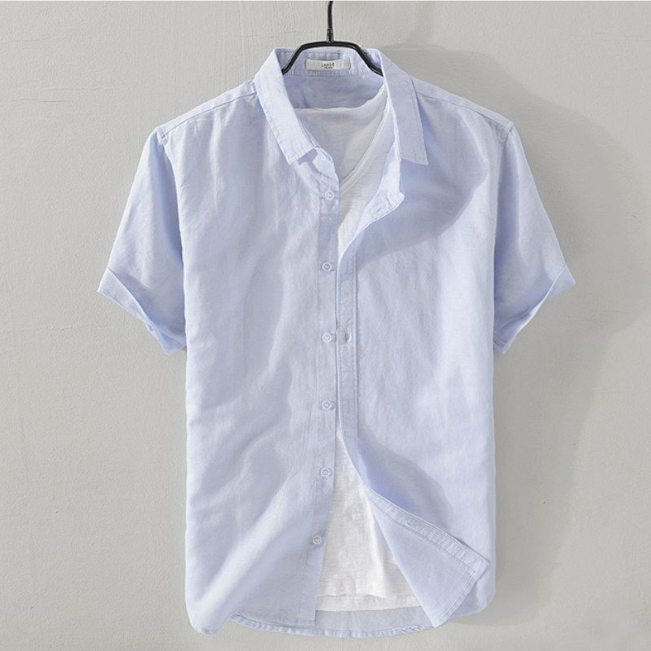 Camisa de lino blanco para hombre de manga larga casual solapa suelta joven japonés transpirable algodón lino camisa en pulgadas de moda masculina