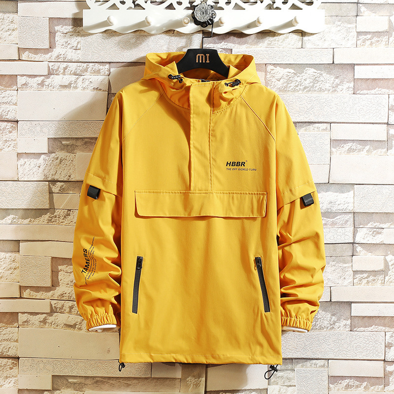 Original Pullover Half-Zip Jacket Thin Trendy Hooded Jacket Men's Spring and Autumn Street Style Versatile Jacket Men
