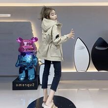 欧货中长款工装夹棉风衣外套女2025春秋新款韩范宽松收腰显瘦外衣