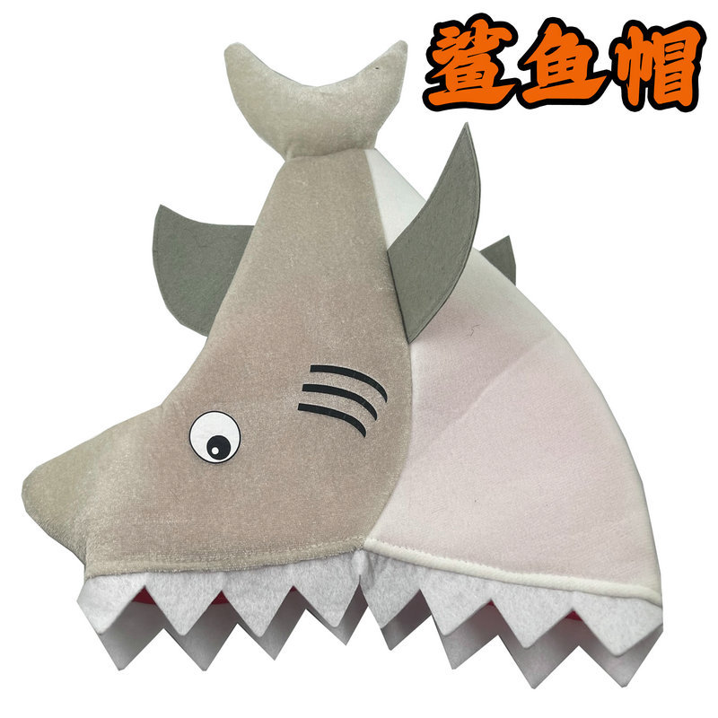 Lindo de peluche cubierta de la cabeza de tiburón sombrero de tiburón accesorios de la foto cubierta de la cabeza de peluche cubierta de la cabeza del sombrero animal