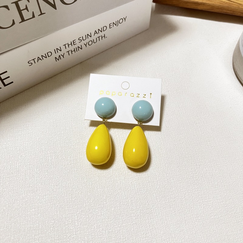 Resin Material 1 Pair Casual Simple Style Round Water Droplets Stoving Varnish Resin Drop Earrings