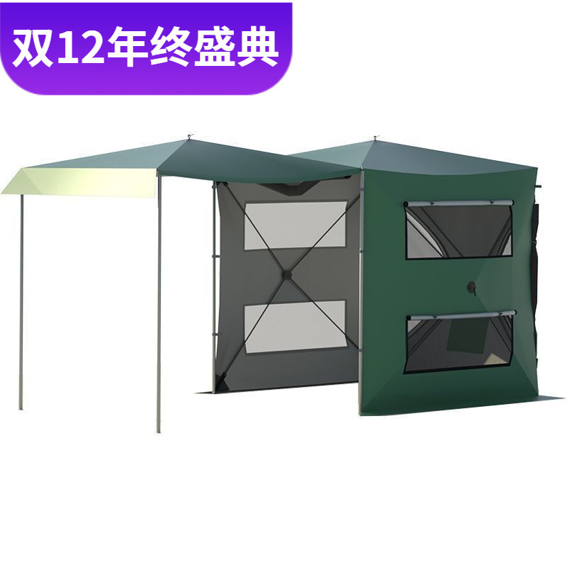 Car rear tent canopy extension, outdoor car side camping tent, automatic and quick setup, default configuration
