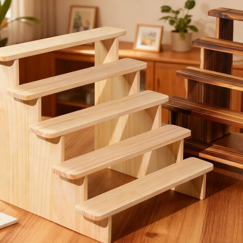 Pure Solid Wood Display Rack Storage Rack Desktop Hand-Made Office Doll Blind Box Doll Ladder Shelf Screw-Free Card Slot Pure Solid Wood Display Rack Storage Rack Desktop Hand-Made Office Doll Blind Box Doll Ladder Shelf Screw-Free Card Slot