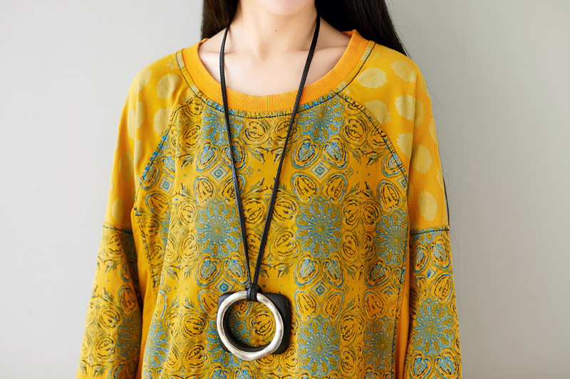 Suéter de cuello redondo con costuras artísticas, largo medio, hombros caídos, abrigo, vestido coreano holgado