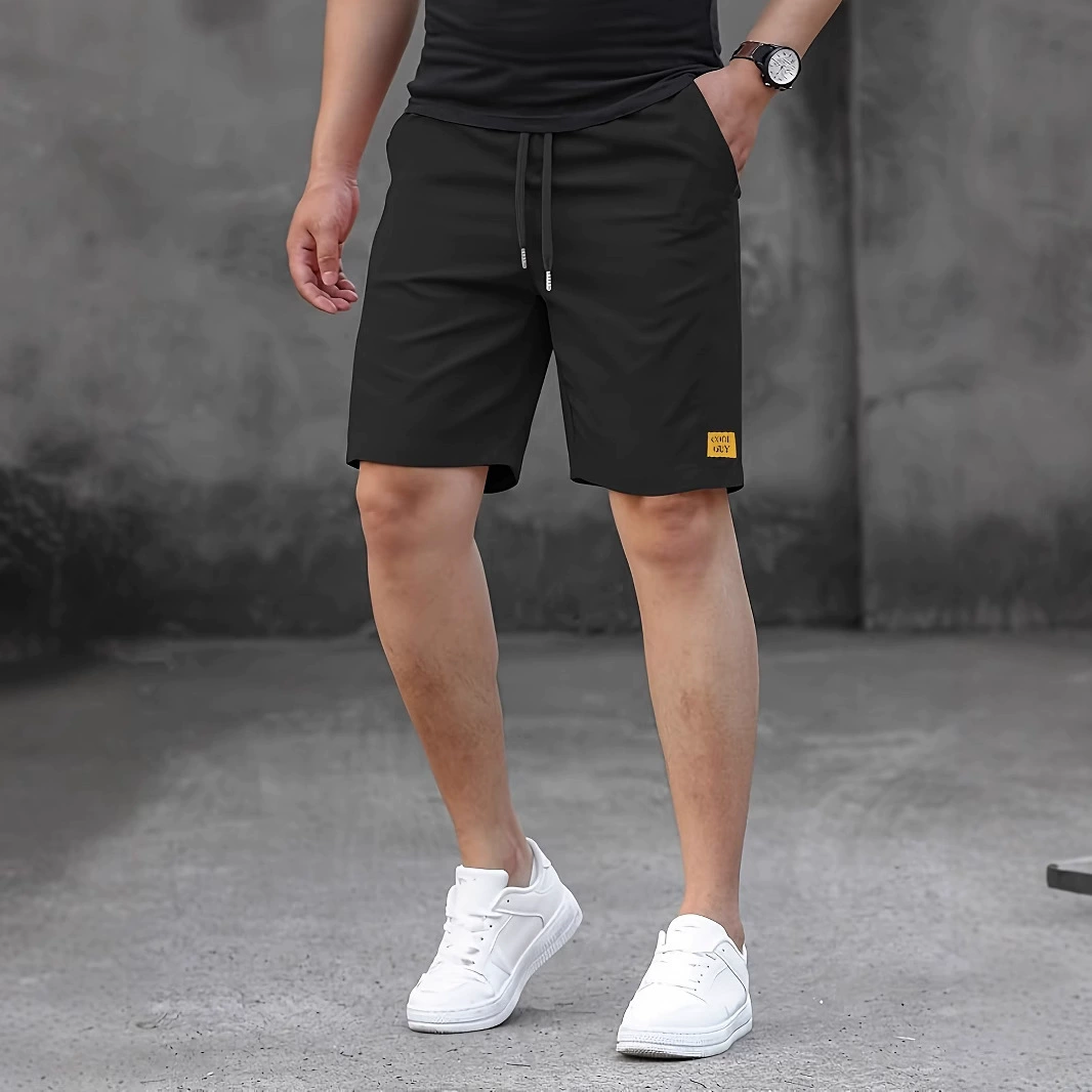 2025 летние мужские свободные однотонные брюки с пятью точками, мужские шорты большого размера, мужские повседневные спортивные брюки с пятью точками