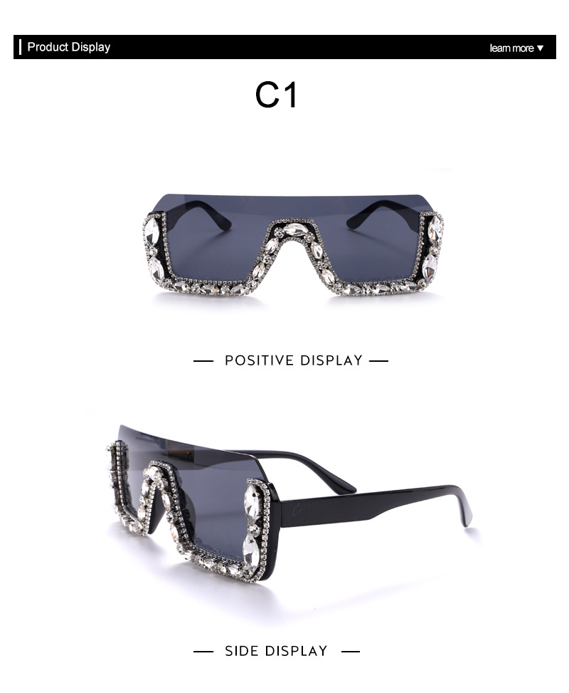 Exaggerated Solid Color Pc Square Diamond Half Frame Women's Sunglasses display picture 6