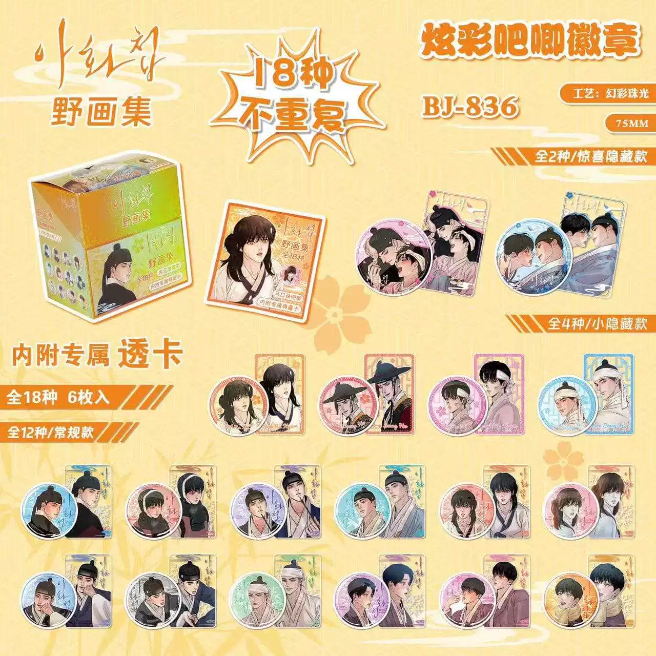 Двусторонний бейдж-аниме Blind Box, 75 мм коллекционные значки, случайный персонаж (2D сериал)