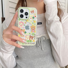 小清新四葉草リラックマスタンドはiPhone16リンゴ15promax携帯ケース14個性13を適用します。