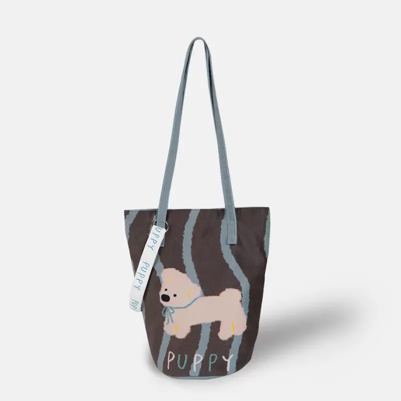 赫裕秋冬原创复古小白细肩带水桶包大容量时尚斜挎包DK