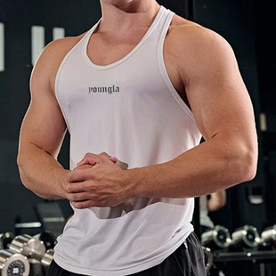 Youngl Men's Summer Outdoor Running Sleeveless Top Casual Breathable Elastic Muscle Giant Iron Sports Vest