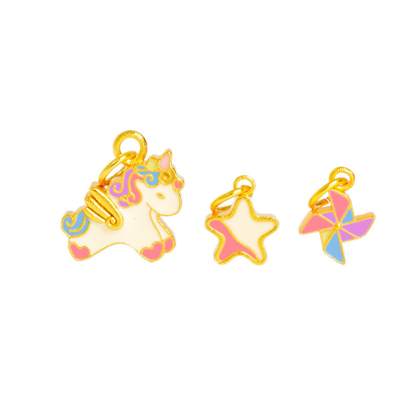 (2개) 불타는 푸른 무지개 유니콘 스타 펜던트 페가수스 목걸이 펜던트 여자 친구 금속 액세서리와 골드 샵