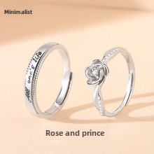 Bague de couple de style coréen pour hommes et femmes, paire de bagues de couple en argent sterling, bijoux de luxe, cadeau de Saint-Valentin_voghion.com