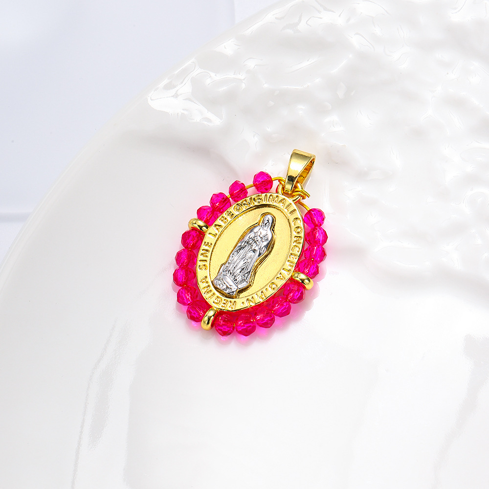 Moda europea y americana hecha a mano cristal oval de dos colores colgante colgante de bronce temperamento colgante de retrato