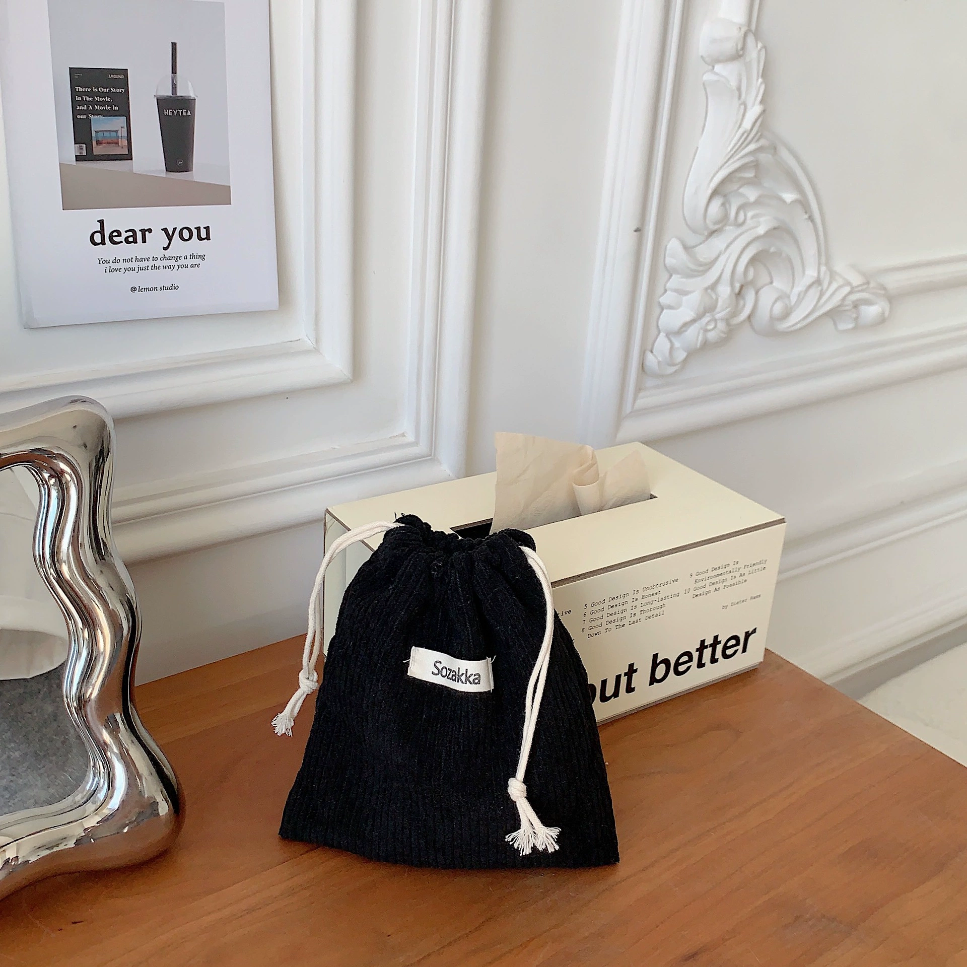 Storage bag, cosmetic bag, handheld capacious shoulder bag, drawstring