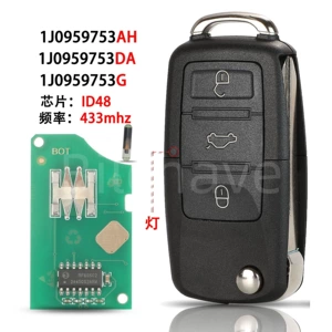 1J0959753Ah/Da/G Volkswagen 3 düyməli qatlanan pult açarı 433Mhz Id48 çip
