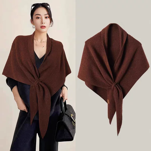 Korean Style New Solid Color Knitted Shawl for Women, Autumn and Winter Versatile Triangle Scarf, Simple Warm Knitted Scarf