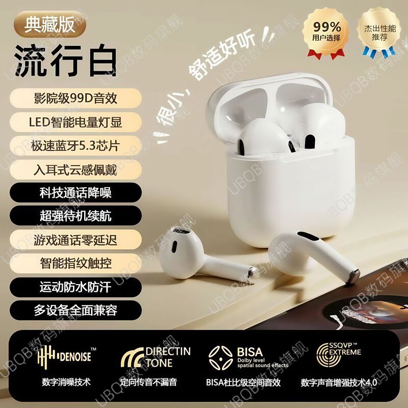 无线蓝牙耳机新款华强北Pro4半入耳式高音质降噪适用于苹果安卓|undefined