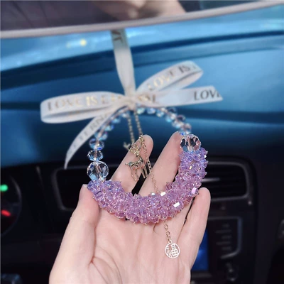 rearview mirror interior hanging decoration – Car hanging - crystal-purple-standard