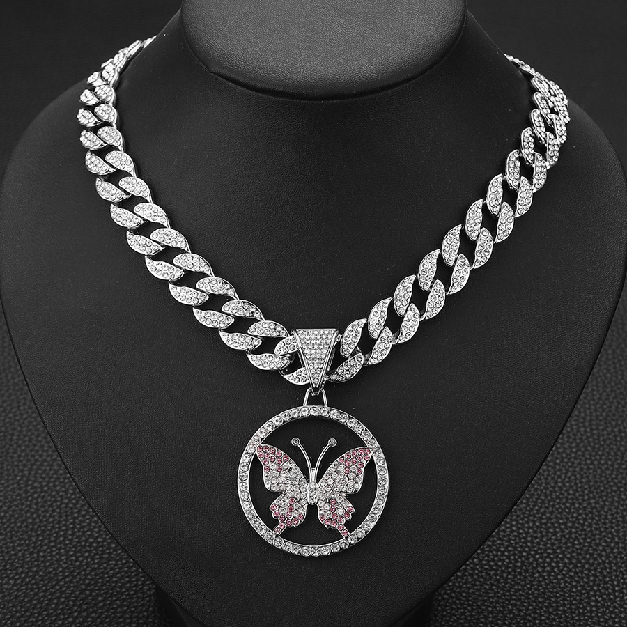 Instagram Street Hip Hop Style Personalized Colored Butterfly Pendant with 15mm Watch Buckle Cuban Necklace Jewelry_voghion.com