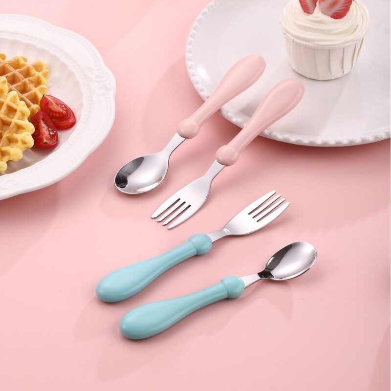 304 stainless steel children's tableware fork spoon suit creative baby food supplement feeding spoon cartoon spoon gift wholesale