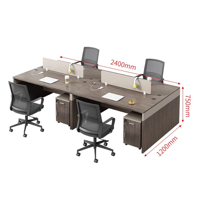 Mesa de oficina de 4 personas mesa de personal mesa de finanzas mesa de oficina simple y moderna 6 personas fábrica de color melocotón