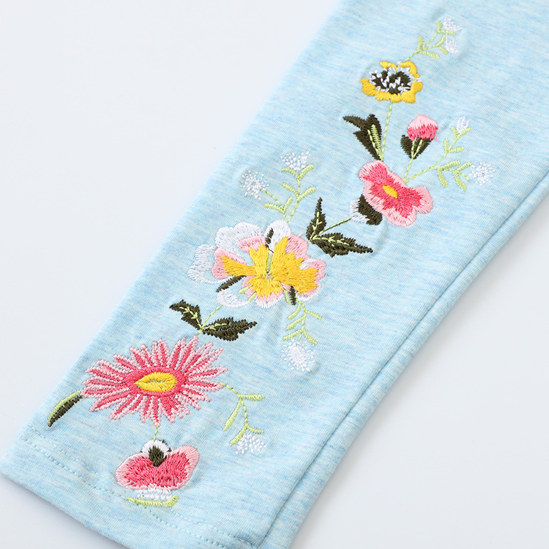 Polainas de las niñas bebé de punto flor hilado pantalones de algodón ropa de los niños primavera y otoño ropa exterior de los niños delgados pantalones de las niñas