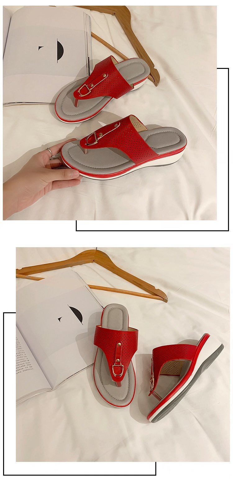 Summer 2021 export plus-size women's shoes Amazon cross-border toe wedge heel European and American metal buckle beach sandals undefined