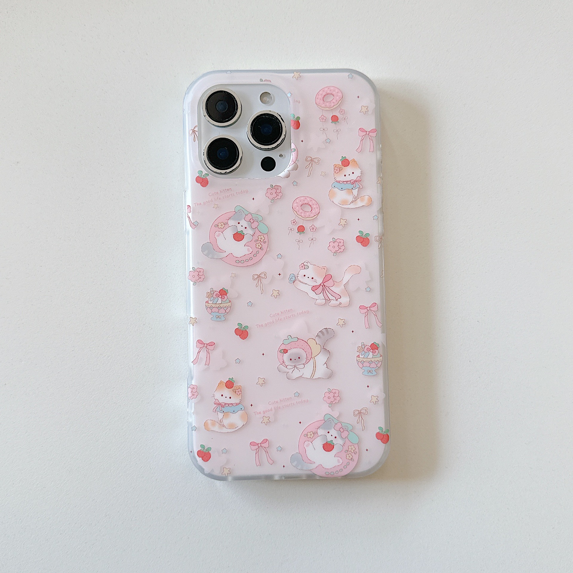 Divertido gato donut de dibujos animados para Apple 16proMax funda para teléfono móvil 15Pro/14Pro nuevo 13 femenino 16P