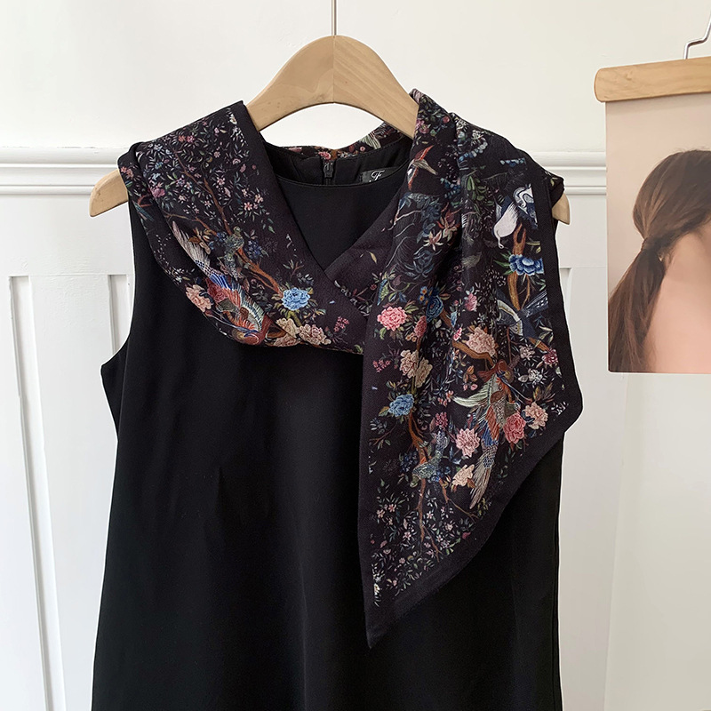 Primavera y otoño bufanda de seda coreana cinturón para el cabello bufanda larga de moda de doble capa para mujer bufanda de piel de seda de imitación bufanda de cuello fino bufanda profesional de todo fósforo