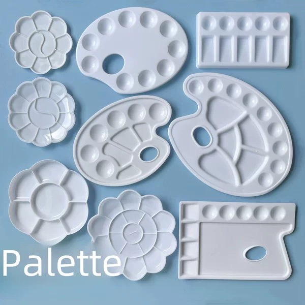 Color palette white plastic Plum Painting paint tray feet children acrylic watercolor palette wholesale variety