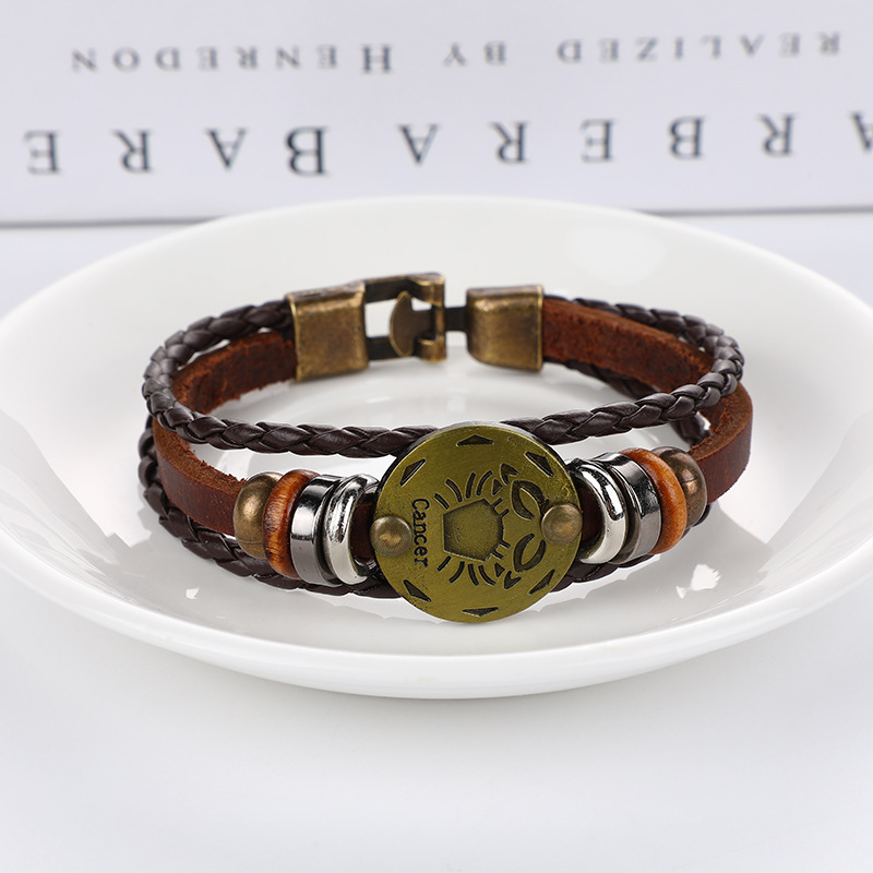 Estilo japonés vintage ropa de trabajo al aire libre pulsera 12 constelación pulsera tejida popular de los hombres pulsera vintage accesorios de desgaste