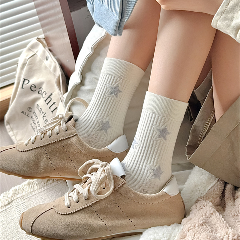Socks for Women in Autumn and Winter New Style Personalized Five-Pointed Star High Elastic Mid-Length Women's Socks Wholesale Socks for Women in Autumn and Winter New Style Personalized Five-Pointed Star High Elastic Mid-Length Women's Socks Wholesale